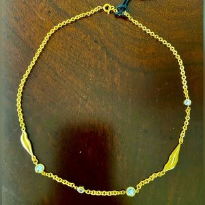 Diane Von Furstenberg Gold Tone Chain Collar 15” Necklace